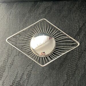 Small Silverplate Candy Dish Shown with Three Glass Wrapped Candies